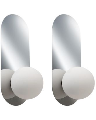 Beliani Conjunto de 2 l&aacute;mparas de pared Plateado