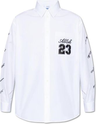 Off-white Geborduurd Overhemd - Heren - Casual Overhemden - Wit - S - Katoen - Overhemden