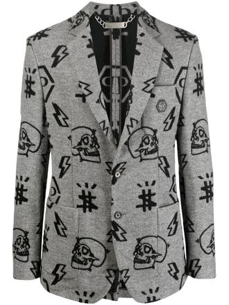 Philipp Plein Wollen blazer - Grijs