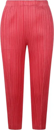 Pleats Please Issey Miyake pleated cropped trousers - women - Polyester - 2 - Pink