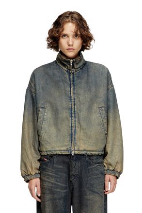 Diesel Zipped jacket in fluid shaded denim - Denim Jackets - Woman - Blue