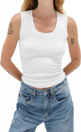 LnA Deep U Ribbed Tank Top In White