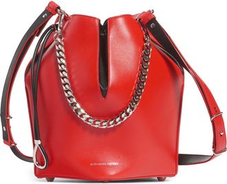 Alexander McQueen Alexander McQueen Leather Bucket Bag in Lust Red/black at Nordstrom