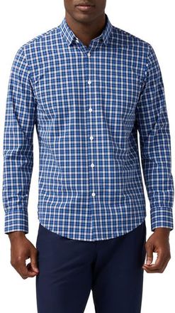 Mizzen+Main Leeward Trim Fit Navy Plaid No Tuck Button-Up Shirt in Cobalt Cayden Plaid at Nordstrom, Size X-Large