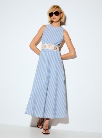 Icone Womens Crocheted details open-back stripes maxi dress