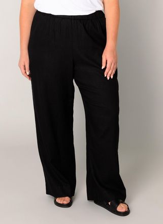 Base Level Curvy Leinenhose BASE LEVEL CURVY Yula, Damen, Gr. 54/56, N-Gr, schwarz, Web, Obermaterial: 55% Leinen, 45% Viskose, unifarben, loose fit lang, Hosen Leinen