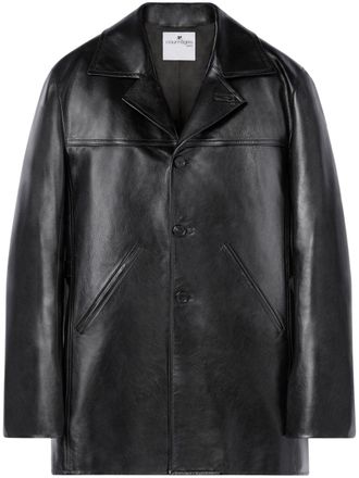 Courr&egrave;ges notched-lapels tailored leather jacket - Black