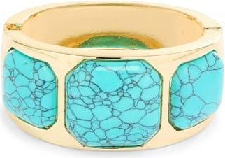 Natasha Stone Hinged Bangle Bracelet in Gold/Turquoise at Nordstrom Rack