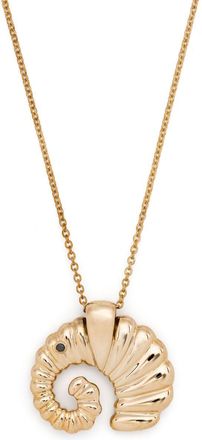 Yvonne Léon 9kt yellow gold Elephant Coquillage pendant necklace - women - Black Diamond/9kt Yellow Gold - One Size