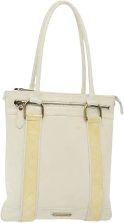Burberry Pre-owned Tote Bags, female, White, Size: ONE SIZE Pre-owned Leather Tote