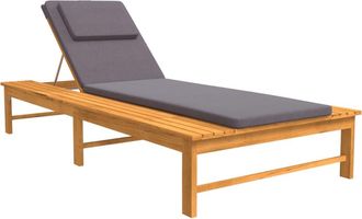 vidaXL Vidaxl - Tumbona Con Coj&iacute;n Gris Oscuro Y Almohada Madera Maciza Acacia