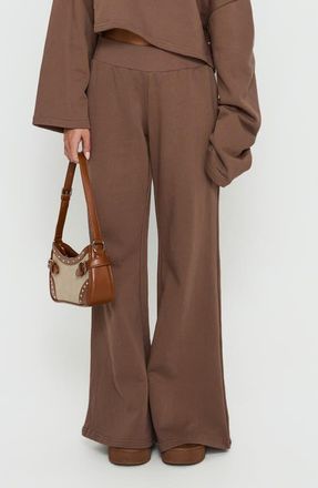 Princess Polly Peaks Wide Leg Sweatpants in Cocoa at Nordstrom, Size 10