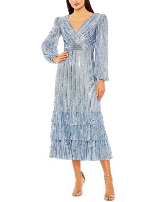 Mac Duggal Tiered Ruffle Tea Length Dress