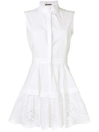 Alexander McQueen floral topstitching detailed dress - women - Cotton/COTTON/ STRAW - 40 - White