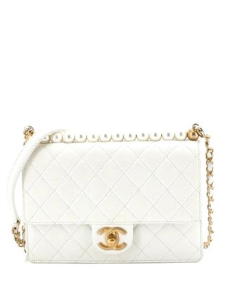 Chanel Chic Pearls Flap Bag Quilted Lambskin Small shoulder bag - White