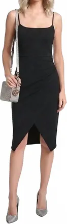 Lush Spaghetti Strap Tulip Hem Midi Dress In Black