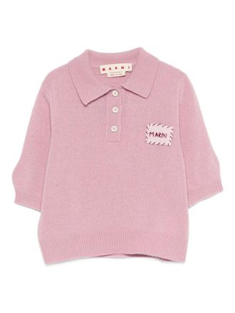 Marni logo-patch polo top - Pink