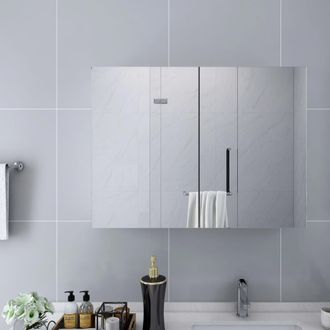 vidaXL Armario De Ba&ntilde;o Con Espejo Mdf Blanco 80x15x60 Cm Vidaxl