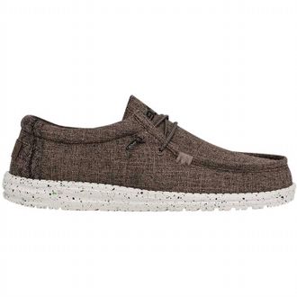 Hey Dude Mens Wally Eco Linen Comfort Shoe In Dark Brown