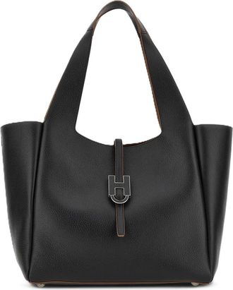 Hogan Pebbled Leather H-Clasp Structured Tote Bag
