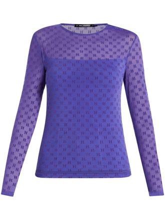 Karl Lagerfeld monogram-mesh T-shirt - Purple