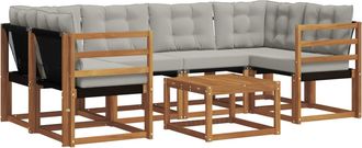 vidaXL Conjunto De Sof&aacute;s De Exterior 7 Uds. Gris Natural Y Claro Vidaxl