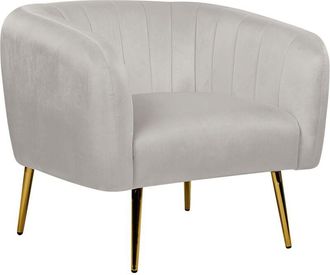 Beliani Beliani - Sill&oacute;n De Terciopelo Gris Claro Dorado Respaldo Patas Metal Glamour Laconia