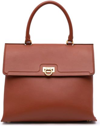 Ferragamo Pre-owned Ferragamo Leather Gancini Trifolio Top Handle Bag AU-21/0400