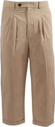 Dr&ocirc;le de Monsieur Pantaloni Cropped a Plis - Dames - Vrijetijds broeken - Beige - S - Katoen - Broeken