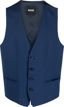 BOSS single-breasted buttoned waistcoat - men - Virgin Wool/Elastane/Polyester/Polyester/Elastane - 44 - Blue
