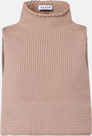 Alaia Ala&iuml;a Top cropped in misto cotone