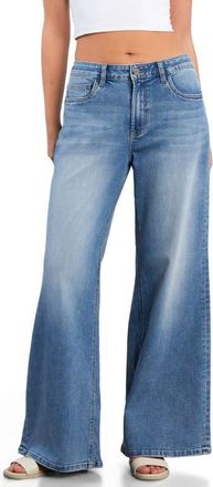 HINT OF BLU Myra Mid Rise Wide Leg Jeans in Atlas Blue at Nordstrom, Size 34