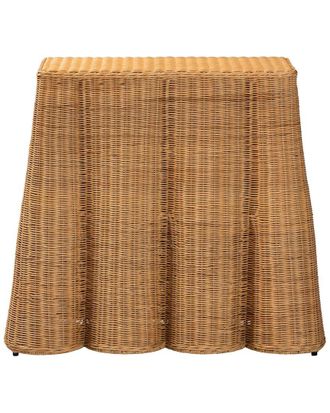 Baxton Studio Palm Scallop Rattan Console Table