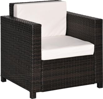 OUTSUNNY Garden Patio Rattan Wicker Furniture Single Cube Chair Sofa Outdoor Brown - Outsunny | TJ Hughes