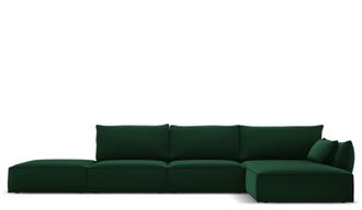 BLOOMINGLOFT 5-Sitzer Design Ecksofa Vanda mit Eckteil rechts - Samtbezug