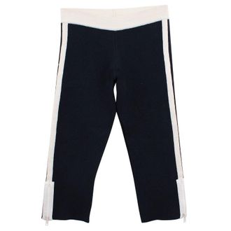 Ermanno Scervino Navy Knitted Cropped Trousers with Zippers Size XS