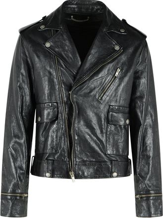 Golden Goose Gouden gans zwart leren jasje