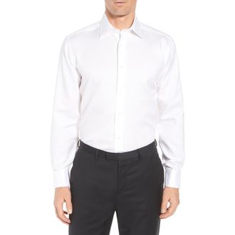 David Donahue Horizontal Twill Regular Fit Tuxedo Shirt in White at Nordstrom Rack, Size 16.5 - 32/33