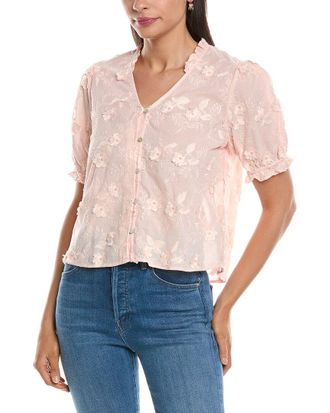 Nanette Lepore Embroidered Floral Applique Blouse