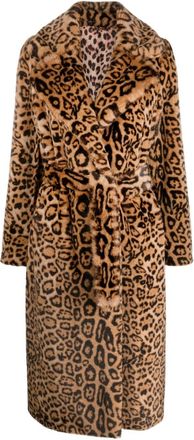 Philipp Plein leopard-print self-tie coat - women - Polyester - L - Brown