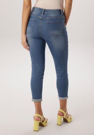Aniston Straight-Jeans ANISTON SELECTED, Damen, Gr. 36, N-Gr, blau, used, Denim/Jeans, Obermaterial: 98% Baumwolle, 2% Elasthan, figurbetont 7/8-L&auml;nge, Jeans 