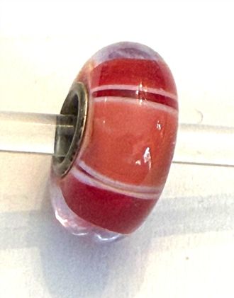 Trollbeads Womens Universal Charm Bead In Unique Red/peach Stripe