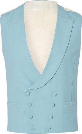 Oliver Brown Double Breasted Wool Waistcoat - Sky
