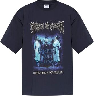 VETEMENTS T-shirt in cotone con grafica - Blu