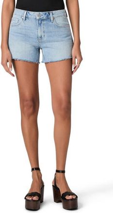 Paige Dylan Raw Hem Mid Rise Denim Shorts in Harmonie Destructed at Nordstrom, Size 24