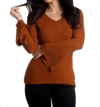 French Kyss Supersoft Bell Sleeve Top In Spice