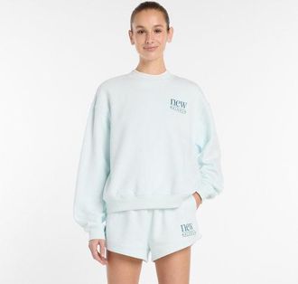 New Balance Donna Reimagined Fleece Crew in Blu, Taglia XL