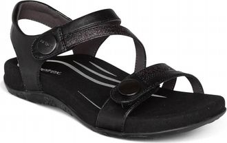 Aetrex Womens Jess Quarter Strap Sandal In Black