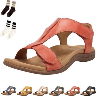 Generic Ergonomic Orthopaedic Womens Sandals for Pain Relief, Elegant Flat Women Sandals with Arch Support (Watermelon Red,7.5)