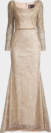 Mac Duggal Beaded Lace A-Line Gown